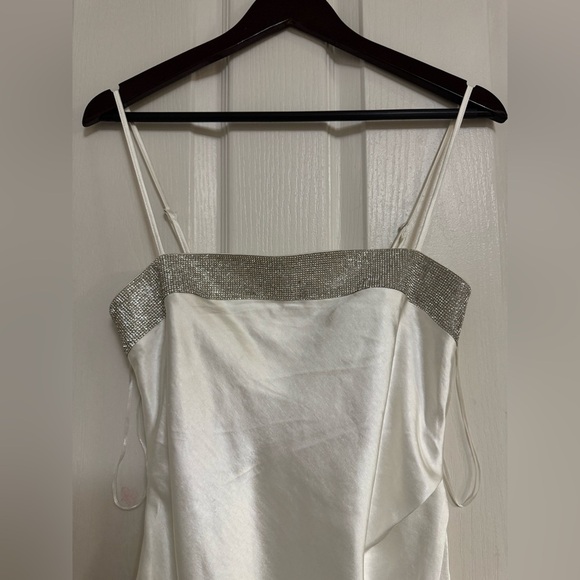 Klesis White Satin Mini Dress – Rhinestone Detail – Size M - Picture 3 of 14
